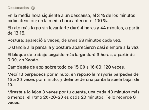 La sección Destacados del resumen del día: unas cuantas frases cortas sobre el día.