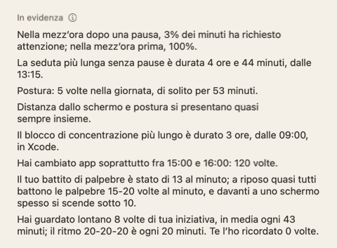 La sezione In evidenza del riepilogo del giorno: qualche frase breve sulla giornata.